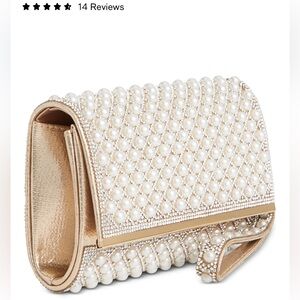 INC International Concepts Pearl and Gold Clutch